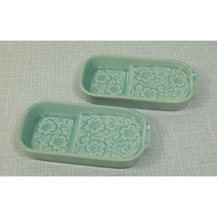 【ふるさと納税】【波佐見焼】減塩皿2枚組更紗模様セラドン 【西海陶器】2　10283 | ギフト 陶器 touki おしゃれ 伝統 人気 おススメ 長崎県 長崎 九州 楽天ふるさと 納税 故郷納税 返礼品 支援 波佐見焼き はさみやき はさみ焼き 陶磁器 雑貨 焼き物 ボウル