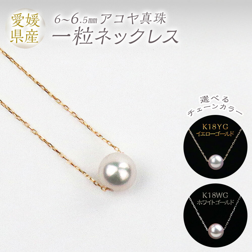 【ふるさと納税】真珠 一粒 ネックレス 6.0-6.5mm 〈選べるカラー〉K18YG / K18WG 本真珠 パール アコヤ真珠 アクセサリー ジュエリー K18 ゴールド イエローゴールド ホワイトゴールド 小豆チェーン シンプル 上品 製品保証書付き 日本製 愛媛県 送料無料 (856) (857)