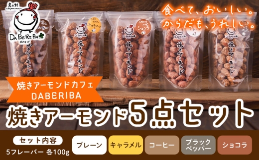 産山村製造 焼きアーモンド 5点セット プレーン キャラメル コーヒー ショコラ ブラックペッパー 詰め合わせ アーモンド ギフト 贈答 贈り物 お取り寄せ スイーツ 熊本 阿蘇 産山村 送料無料 ナッツ 小分け《60日以内に出荷(土日祝除く)》