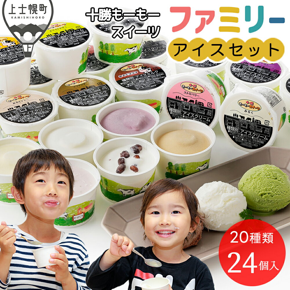 【ふるさと納税】十勝もーもースイーツ アイス ファミリーアイスバラエティセット 80ml×24個（20種24個） 北海道 スイーツ アイスクリーム 卵不使用 レビューキャンペーン対象品 ※オンライン申請対応