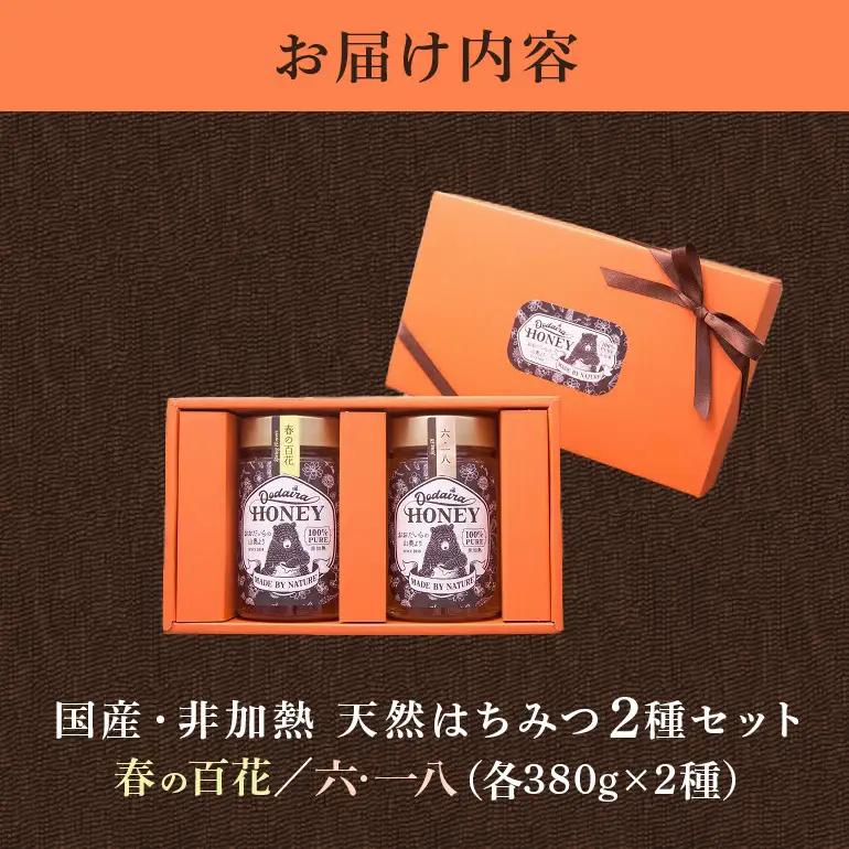 国産天然 非加熱はちみつ 380g 2本セット「春の百花」「6.18」