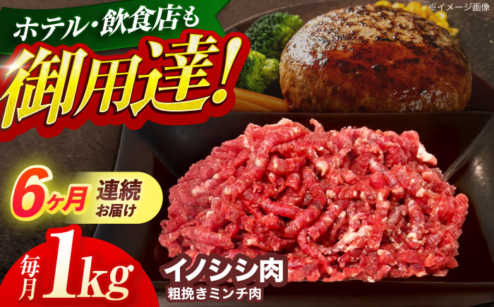 【6回定期便】ジビエ 天然イノシシ肉 粗挽きミンチ肉 1kg【照本食肉加工所】 [OAJ071] / 肉 猪 猪肉 イノシシ イノシシ肉 いのしし しし肉 しし鍋 ボタン鍋 ジビエ