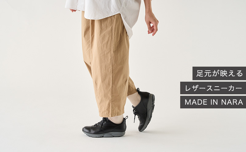 MIDFOOT ( ミッドフッド ) 婦人靴 レザースニーカー MF002JL 25.0cm( ブラック ) 4E　【 ファッション 靴 シューズ スニーカー レディース 】 【 お洒落 レザーシュー