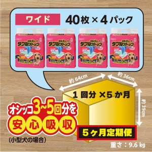 316【ふるなび限定】【5ヶ月連続お届け】定期便 5回 消臭シート ダブルストップ ワイド 40枚×4袋 クリーンワン ペットシーツ 犬用 消臭 抗菌 炭シート ペットシート