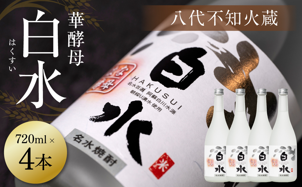 八代不知火蔵 白水 華酵母 720ml 4本 米焼酎 焼酎 はくすい 酒 本格焼酎 乙類 25度 蒸留酒 独自の酵母
