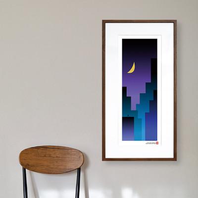 ふるさと納税 綾部市 ＼注目の和紙アート/ 【絵画】夜の街　額装サイズ300mmx600mm　阿波紙 |  | 01