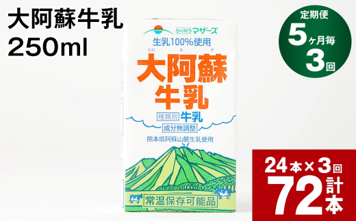 
【5ヶ月毎 3回定期便】大阿蘇牛乳 250ml 計72本(24本×3回) 計18L
