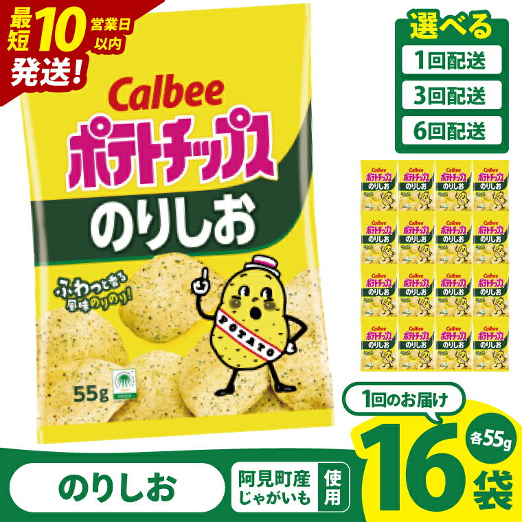 【ふるさと納税】【選べる定期便回数】カルビー ポテトチップスのりしお(55g) 16個・16個×3回・16個×6回｜Calbee お菓子 菓子 おやつ おかし ぽてち ポテチ スナック おつまみ ジャガイモ じゃがいも（93-07）