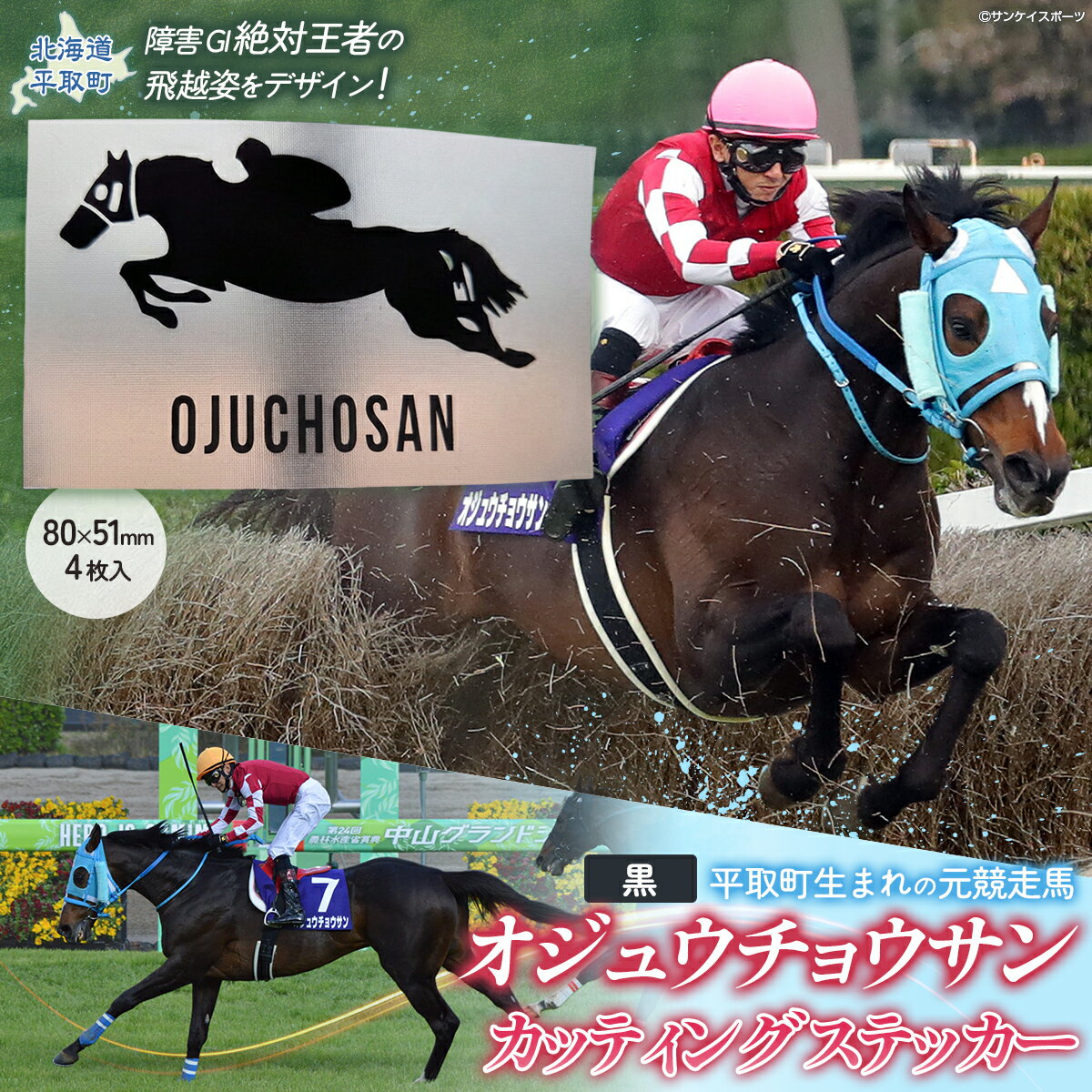 【ふるさと納税】【オジュウチョウサン】カッティングステッカー（黒）4枚入り【 ふるさと納税 人気 おすすめ ランキング 馬 競馬 競走馬 オジュウチョウサン 北海道 平取町 送料無料】 BRTV022