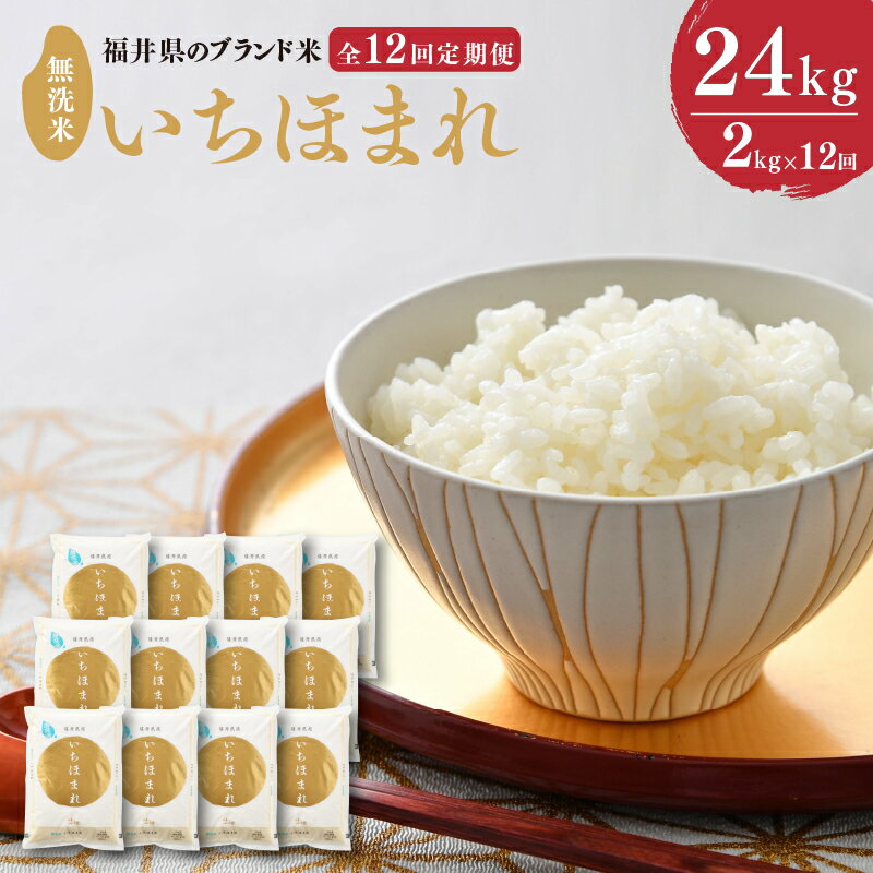 【ふるさと納税】【令和7年産・新米】定期便 ≪12ヶ月連続お届け≫ 福井県のブランド米 いちほまれ 無洗米 2kg × 12回 計24kg 【 無洗米 人気 品種 ブランド米 特A 】