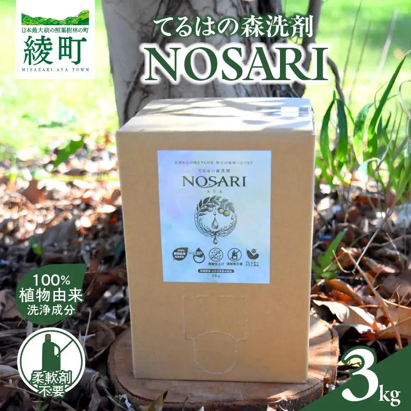 てるはの森洗剤NOSARI 3kg ボックス入り 洗剤 洗濯洗剤 日用品 南九州産 よもぎ蒸留水 柑橘精油 綾の名水 合成香料不使用 マイクロカプセル不使用 おすすめ 宮崎県 綾町 送料無料_A0116-001