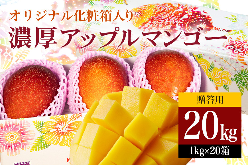 【 先行予約 2027年 発送】 沖縄県 糸満産 の「 濃厚 アップルマンゴー 」20kg ( 1kg × 20箱 ) マンゴー 大容量 贈答用 化粧箱入り 完熟マンゴー ギフト 贈答品 贈答 贈り物 お中元 夏ギフト 大量 お配り用 ゆいぐくるマンゴー沖縄 産地直送 糸満市