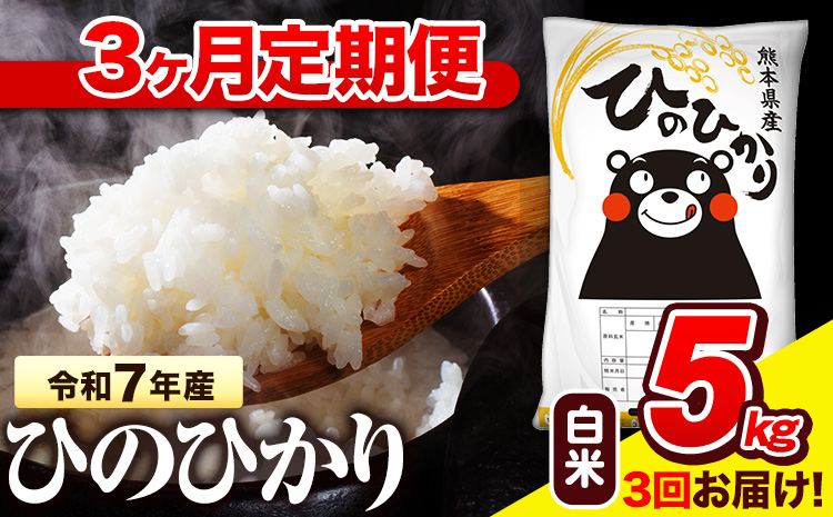 令和7年産 白米 【3ヶ月定期便】 ひのひかり 5kg《お申し込み月の翌月から出荷開始》 熊本県産 白米 精米 氷川町 ひの 送料無料 ヒノヒカリ コメ 便利 ブランド米 お米 おこめ 熊本