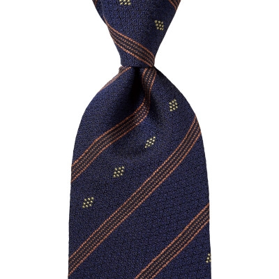 
            博多織 ワイン染めネクタイ 菱葡萄に子持ち縞【1600814】
          