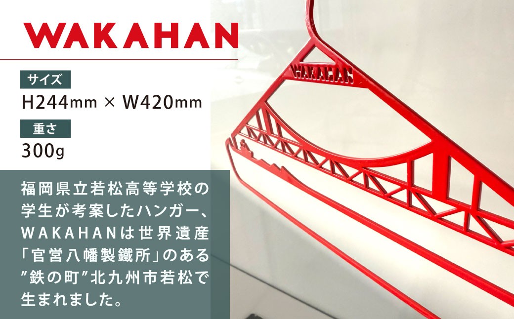 WAKAHAN（2段×3個セット） 地元の高校生が考案! 若戸大橋モチーフ、ずっと使える鉄製ハンガー