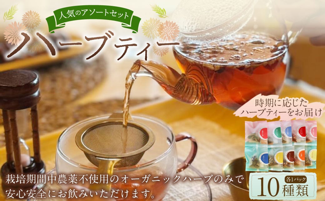 
                  【ハーブ専門店】人気ハーブティー 10パックアソート | お茶 茶 ハーブティー ハーブ ブレンド ティーバッグ 自家農園
                