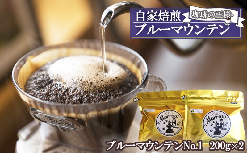 珈琲 自家焙煎 Morrow珈琲 “コーヒーの王様” ブルーマウンテン ストレート 200g×2：粉