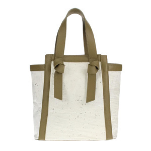 【和然WASHIKA】レザーノットハンドルバッグ 美濃の手漉き和紙 × 本革 カラー：オリーブ