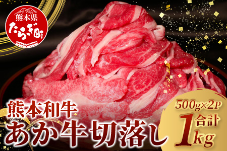 あか牛 切り落とし  1kg （500g×2） 【 熊本県産 あか牛 牛肉 大容量 肉 熊本産 国産牛 和牛 赤身 ヘルシー 多良木町 牛肉 】