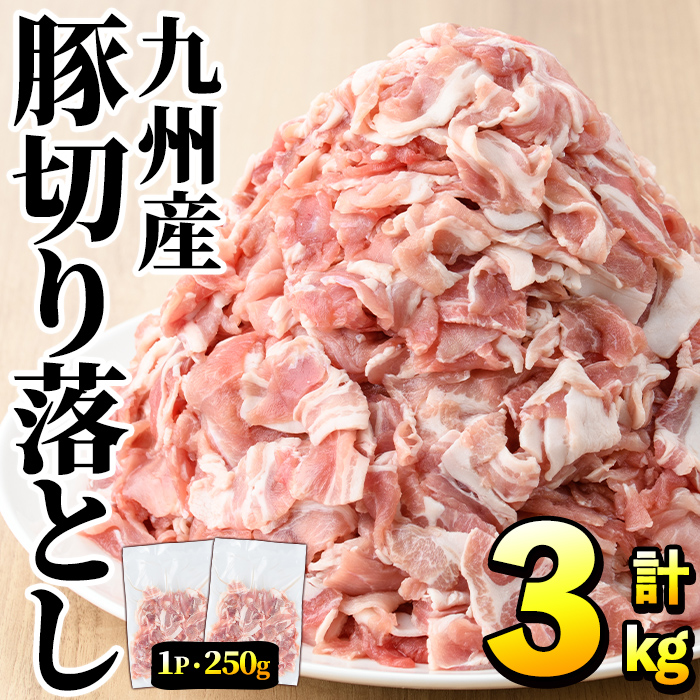 豚肉ウデモモ切り落とし(計3kg・1パック250g) 小分け 国産 豚肉 豚小間 真空パック 家庭用 豚こま 定期便 スライス 冷凍配送 個包装 切り落し 切落し すき焼き しゃぶしゃぶ セット 詰め合わせ 数量限定【三九】akn006-05