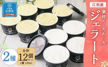 【120ml(2種)・12個入り】江別産 素材にこだわったジェラート【CHICO】 ｜ アイス ジェラート 乳製品 