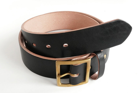 E STREET LEATHER ベンズクラシック 4cm幅 茶芯革 極厚レザーベルト ブラック（32インチ 81.5cm） 【star005-2-01】