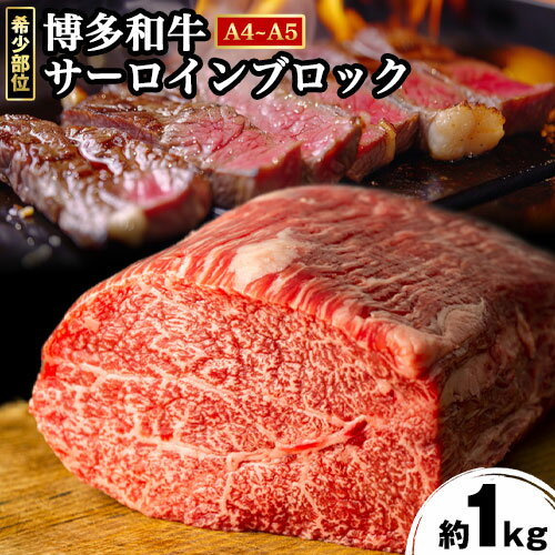 【ふるさと納税】希少部位 博多和牛 A5 A4 サーロインブロック 約1kg 株式会社MEAT PLUS《30日以内に出荷予定(土日祝除く)》福岡県 鞍手郡 小竹町 博多和牛 和牛 牛肉 サーロイン