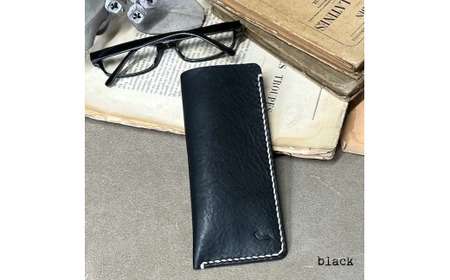 【メガネケース】glass case ブラック メガネケース 革