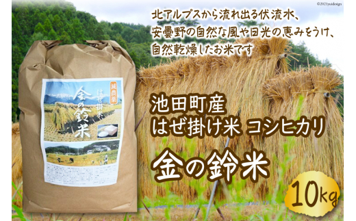 
池田町産 はぜ掛け米 コシヒカリ　金の鈴米10kg【1142660】
