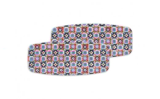 タツクラフト 友禅和紙おしぼりトレー 2枚セット 花入り格子