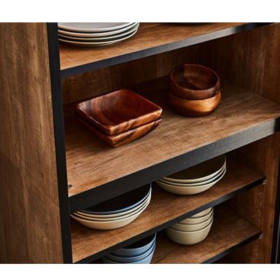 ふるさと納税 大川市 引き戸食器棚　幅153.5cm　ポエム【カラー:レディオーク、扉:ミストガラス】 |  | 03