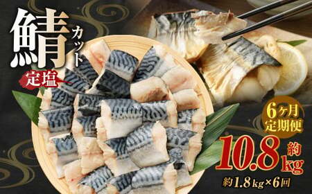 ＜ R8年熊本地震復興支援 ＞【定期便6か月】定塩 一汐鯖カット 約1.8kg 藻塩仕込み 骨あり 朝食、お弁当のおかずにも最適 総量約10.8kg さば 鯖 サバ 一汐鯖 切身 切り身 魚 冷凍 焼き鯖 焼き魚 おかず お弁当 定期便 熊本市