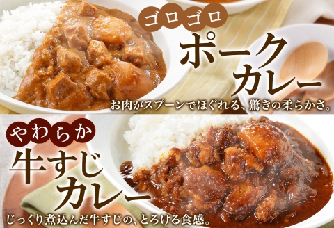 782. カレー 4種 食べ比べ 計12個  中辛 スープカレー ビーフカレー ポークカレー 牛すじカレー じゃがいも 牛 業務用 レトルトカレー 北海道 弟子屈町