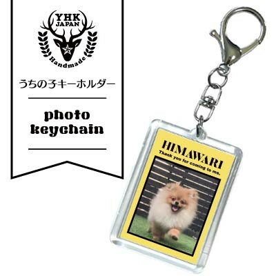 【ふるさと納税】ペットの可愛いお写真をキーホルダーに♪うちの子アクリルキーホルダー(デザインB/背景色:黄)【1568369】