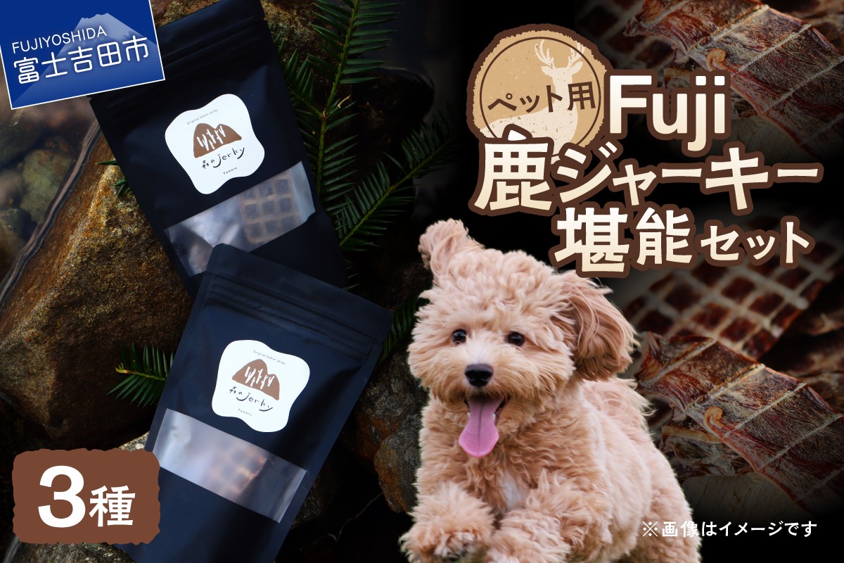 
                  Fuji鹿ジャーキー堪能セット　 ペットフード 無添加 手作り 鹿肉 ジャーキー ふりかけ 国産 ご褒美 ごはん おやつ 山梨 富士吉田
                