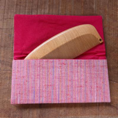 ふるさと納税 木祖村 【長野県伝統的工芸品】お六櫛　解かし櫛(峰丸・細歯)(約12.0cm×約4.3cm)