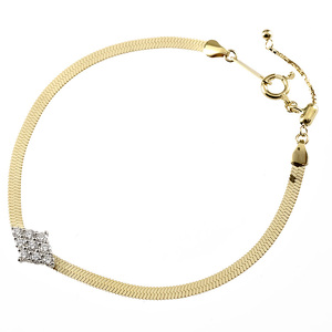 ブレスレット 18金 プラチナ レディース ダイヤモンド ゴールド pt900 イエローゴールドK18 アジャスター付き スネークチェーン 17cm 太め フラット ジュエリー シンプル 人気 普段 