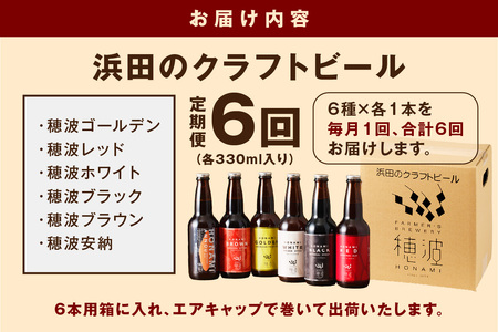 【定期便】浜田のクラフトビール 6種飲み比べセット（6回コース） 酒 ビール クラフトビール 地ビール 地酒 ご当地ビール 定期 定期便 6回 飲み比べ セット 【850】