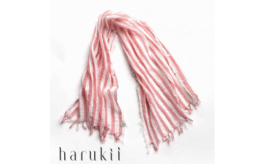 
【harukii】太ストライプ長綿ガーゼミニストール (レッド)
