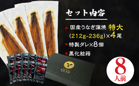 国産うなぎ蒲焼 特大4尾 うなぎ
