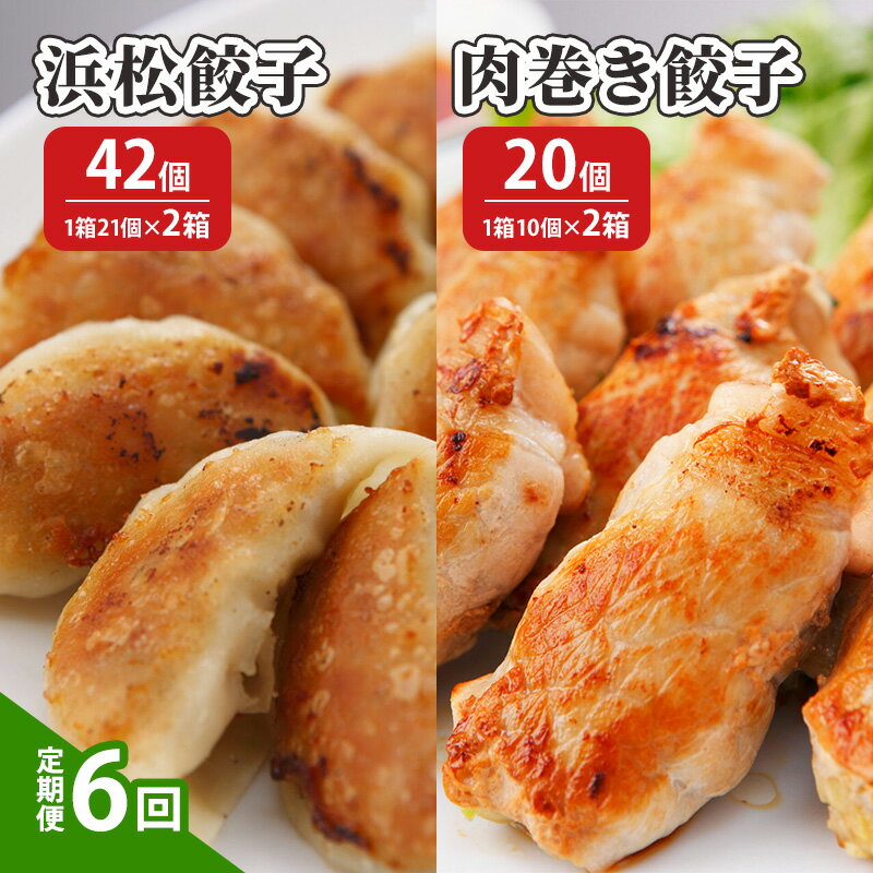 【ふるさと納税】【定期便6回】浜松餃子 42個(1箱21個×2箱)・肉巻き 餃子 20個(1箱10個×2箱)【配送不可：離島】 餃子 食べ比べ 惣菜 冷凍 浜松 　お届け：※ご入金確認の翌月以降、初回発送から6ヶ月連続でお届け