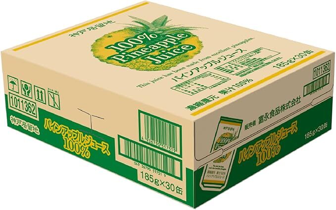 1139 神戸居留地 パインアップル ジュース100% 185g缶×30本 １ケース パイナップル ジュース 果汁 100% 濃縮還元
