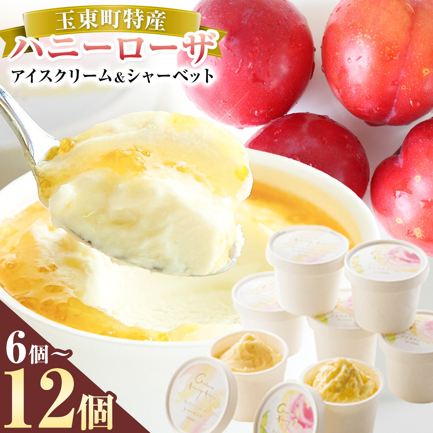 【ふるさと納税】抜群の糖度と爽やかな酸味♪ハニーローザアイスクリーム＆ハニーローザシャーベット 120ml 選べる 6個 8個 12個 熊本県玉名郡玉東町 すもも ハニーローザ アイス ぷらっとぎょくとう《60日以内に出荷予定(土日祝除く)》