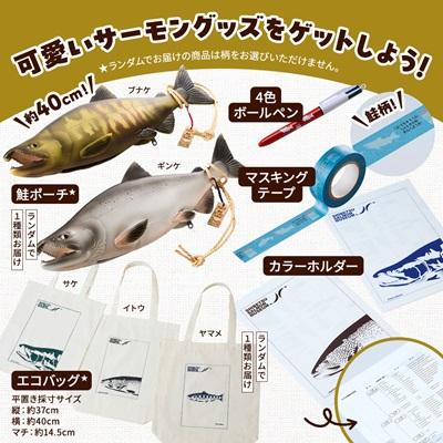 ふるさと納税 標津町 標津サーモン科学館グッズセットC　鮭ポーチ エコバッグ ボールペン マスキングテープ ファイル |  | 01
