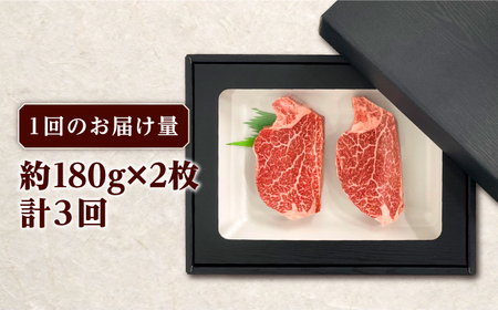 【全3回定期便】長崎和牛 ヒレ ステーキ 約180g×2枚 肉 牛肉 【肉の牛長】[RCJ007]
