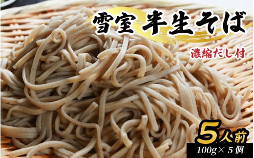 雪室半生そば 5人前（100g/1人前×5個セット） 濃縮だし付 [A-077005]