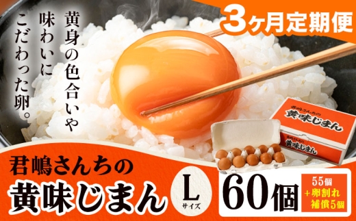 たまご 君嶋さんちの黄身じまん Lサイズ 60個 3ヶ月定期便 《お申込みの翌月から出荷》 君嶋養鶏園 卵 玉子 赤卵 赤たまご 生卵 国産 濃厚 鶏卵 割れ補償 コク 旨味 栃木県 芳賀町