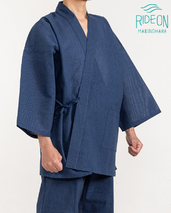 作務衣 織り・縫製　地元遠州製　しじら織（豆網代） 作務衣　榛地織物