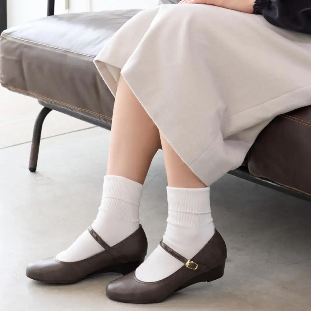 ウェッジストラップパンプス｜ダークグレー M(23.5cm) レディース パンプス 3.5cmヒール ウエッジソール 幅広 甲高 外反母趾 ゆったり幅 大人気 靴 お仕事靴