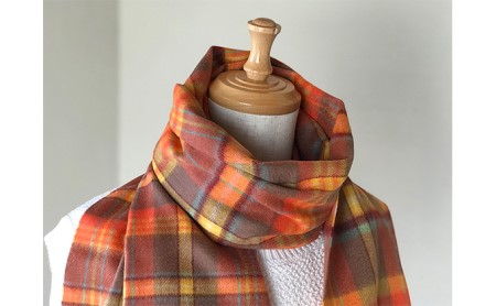 カシミヤ100%チェックストール　RF-305